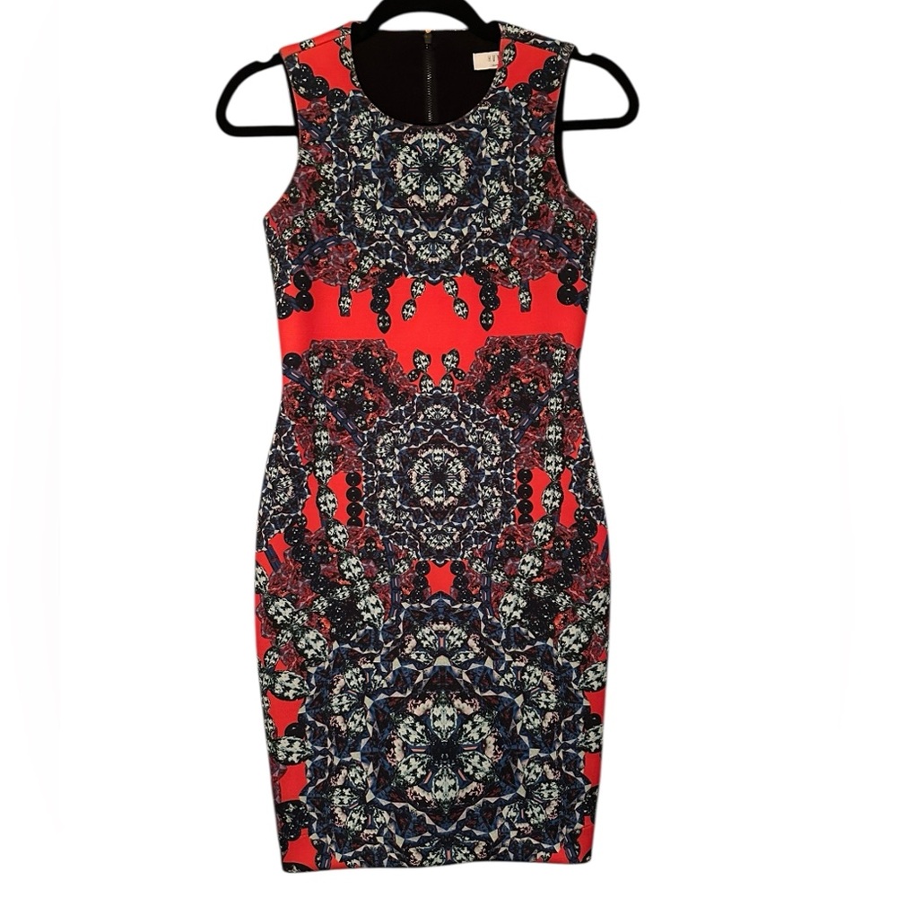 Hunter Bell Vibrant Red and Navy Mini Dress Size XS